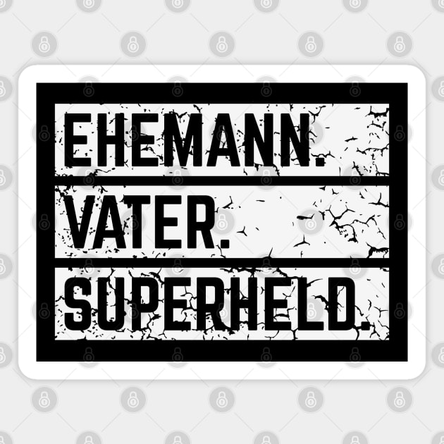 Ehemann Vater Superheld (Super Papa / Superpapa / Vintage / White) Magnet by MrFaulbaum